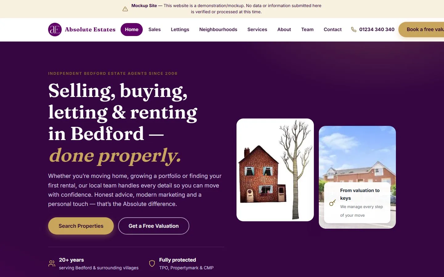 Absolute Estate Agents website screenshot