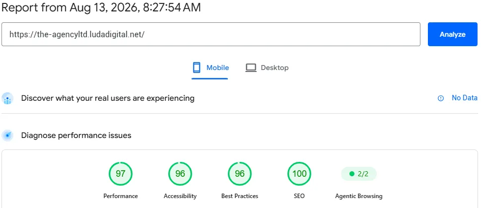 PageSpeed score after rebuild