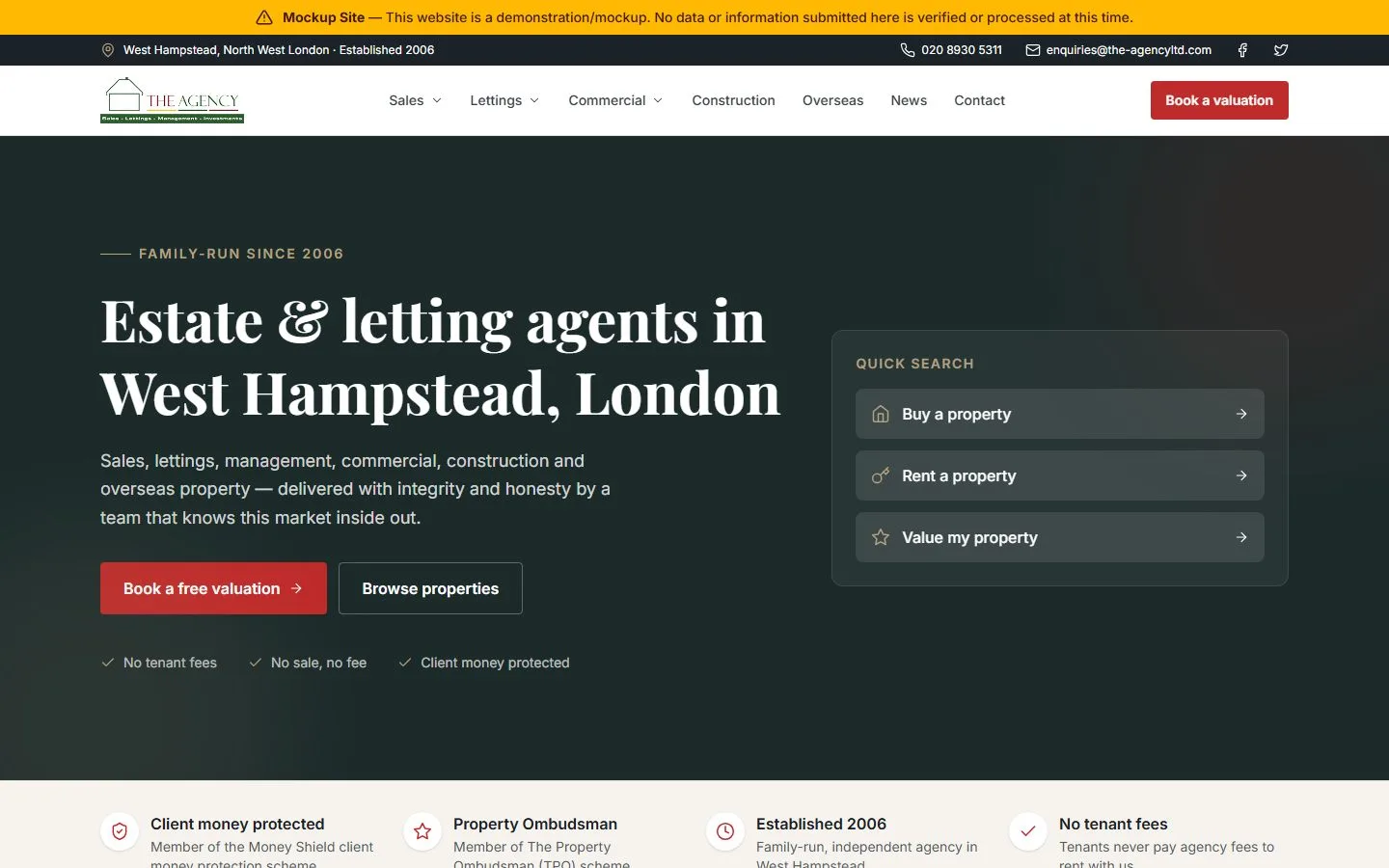 The Agency website screenshot
